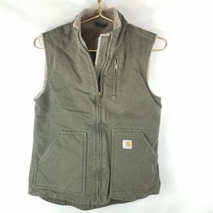 ISO Womens Carhartt Olive Green Sherpa Lined Vest